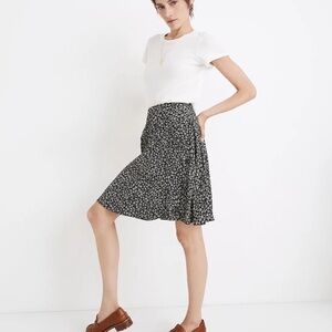 Madewell Black and White Floral A-Line Skirt